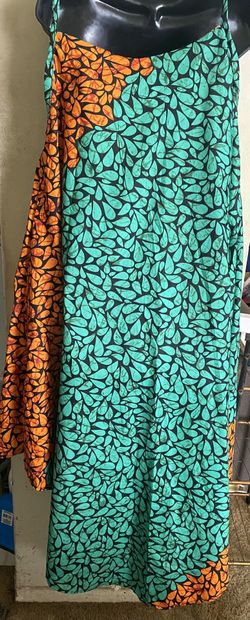 African Ankara Cotton spaghetti Strap Summer Dress
