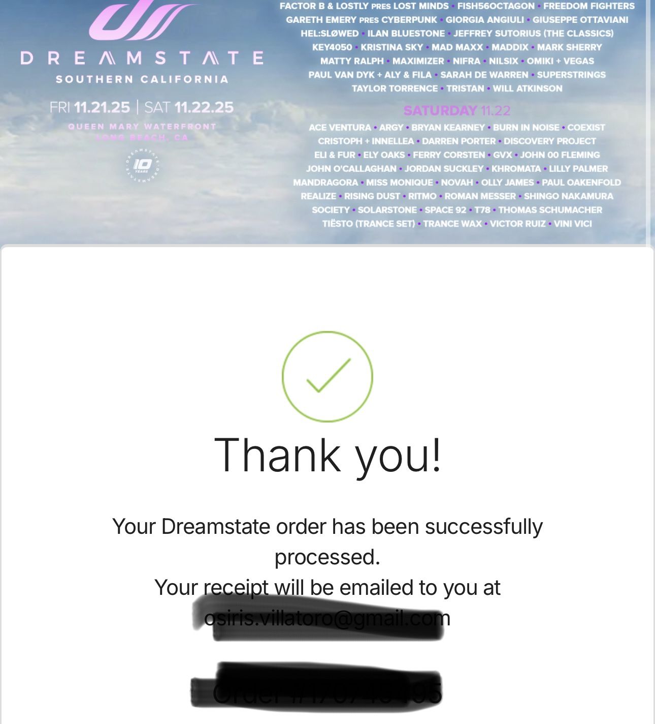 (2) DreamState Friday Portion Only 