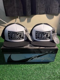 white chrome trucker hat