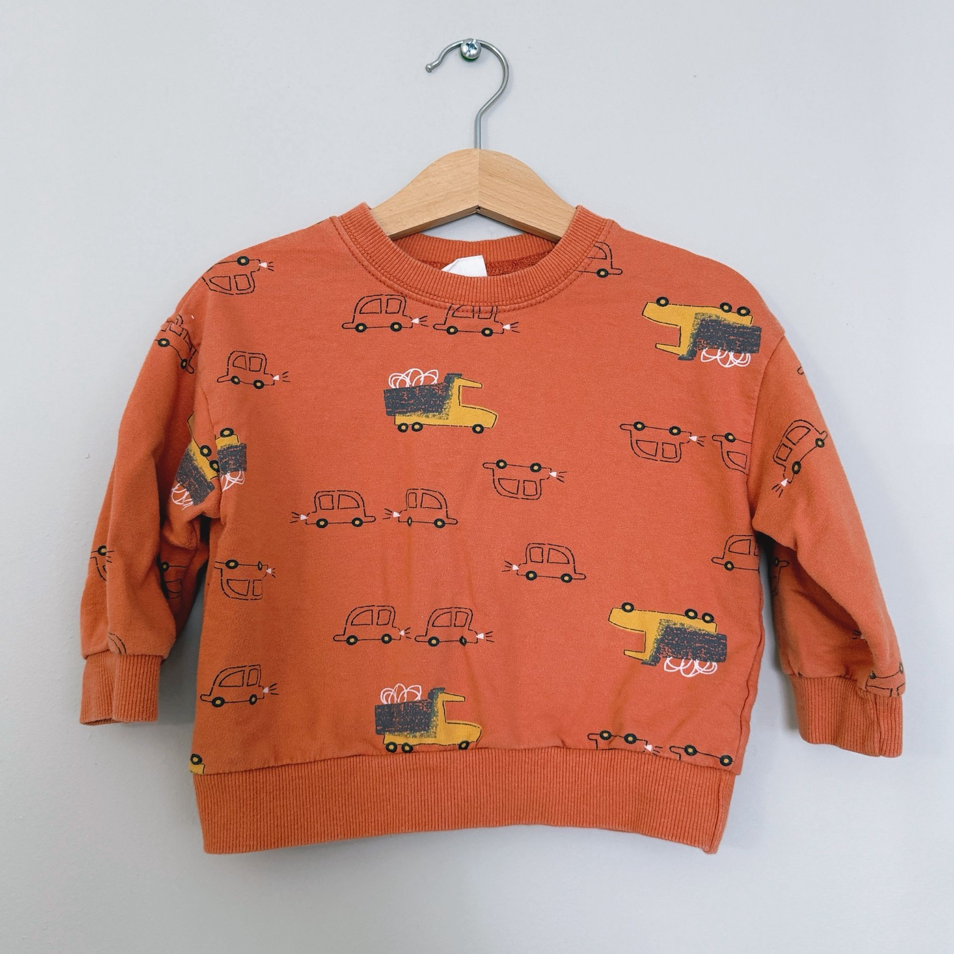 Orange Car Print Toddler Boy Sweatshirt 2T