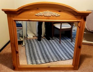 Vintage Broyhill Fontana Solid Pine Dresser / Wall Mirror (48" x 47")