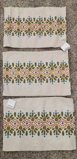Crate & Barrel Floral Embroidered Pillow Covers Set of 3
