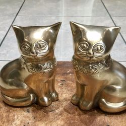 Vintage Solid Brass Cats