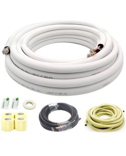 33 Ft Mini Split Line Set, 1/4" & 1/2" Air Conditioning Copper Tubing Pipe Extension & Signal Wires