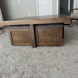 COFFEE TABLE WITH STORAGE OTTOMANS+WHEELS