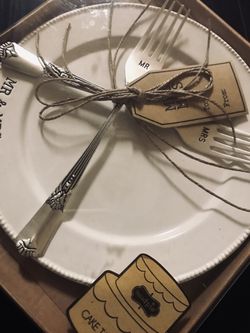 Mr. & Mrs. Cake Plate With Forks Thumbnail