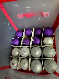 Set Of 61 Assorted Christmas Ornaments With Storage Bin