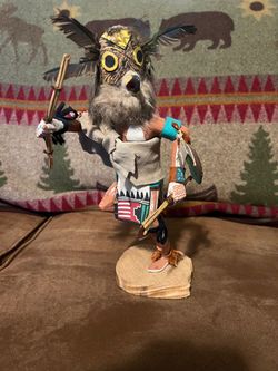 VTG great Horned Owl Kachina 12” tall