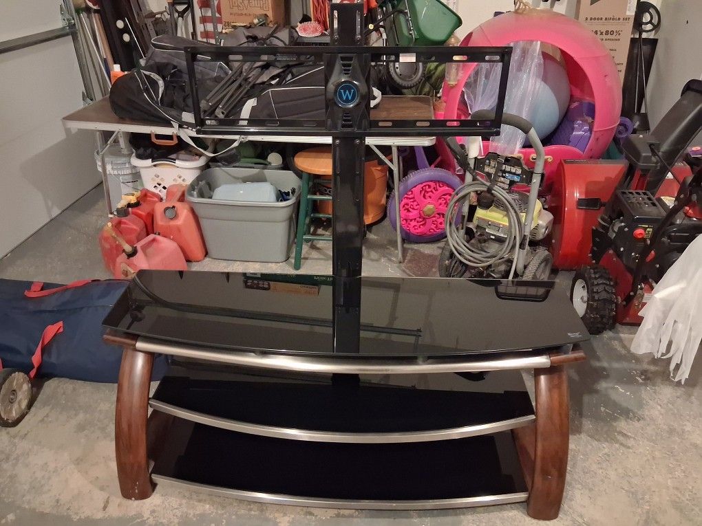 3 Tier Glass TV Stand With Detachable TV Mount 