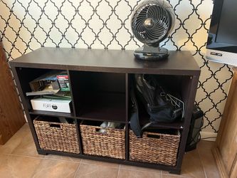Dark Brown Cube Storage Shelf with Baskets