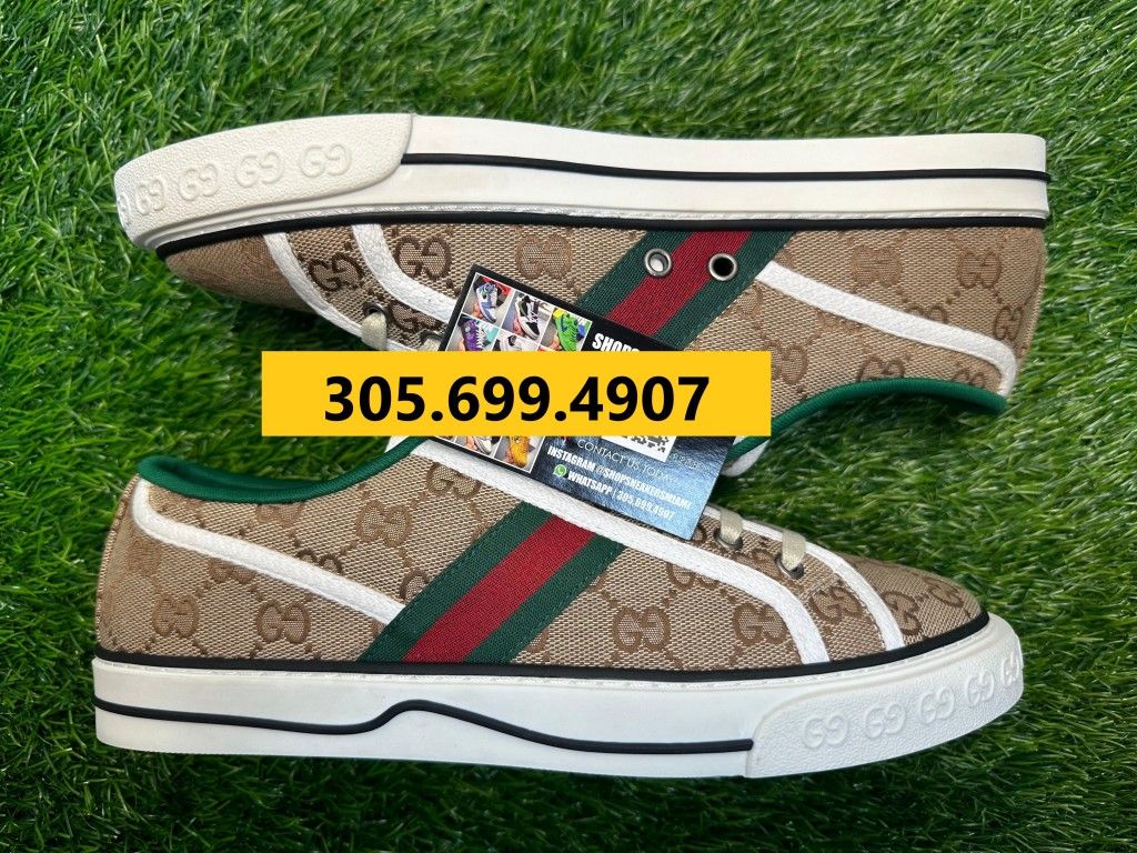 GUCCI TENNIS 1977 GG CANVAS BROWN NEW SNEAKERS SHOES SIZE 7 8 8.5 9 9.5 10 11 12 A5