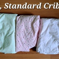 Set of 5, Baby Fitted Crib Sheets, 100% Cotton, Good Condition