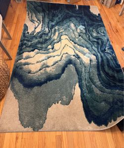 Abstract Blue Teal Area Rug