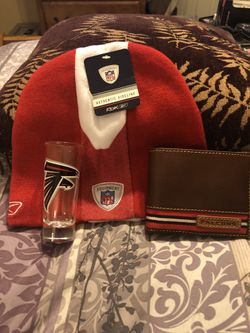 Atlanta Falcons beanie shot glass leather wallet