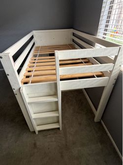 Donco Kids Twin Low Loft Bed Frame with 3-Drawer Storage Chest – Solid Wood,