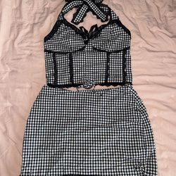 Black and white plaid 2 piece set