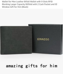 Wallet for Men Leather Bifold Wallet with 9 Slots RFID Blocking Larger Capacity Billfold with 2 Cash Pocket and ID Window Gift for Him (Black)