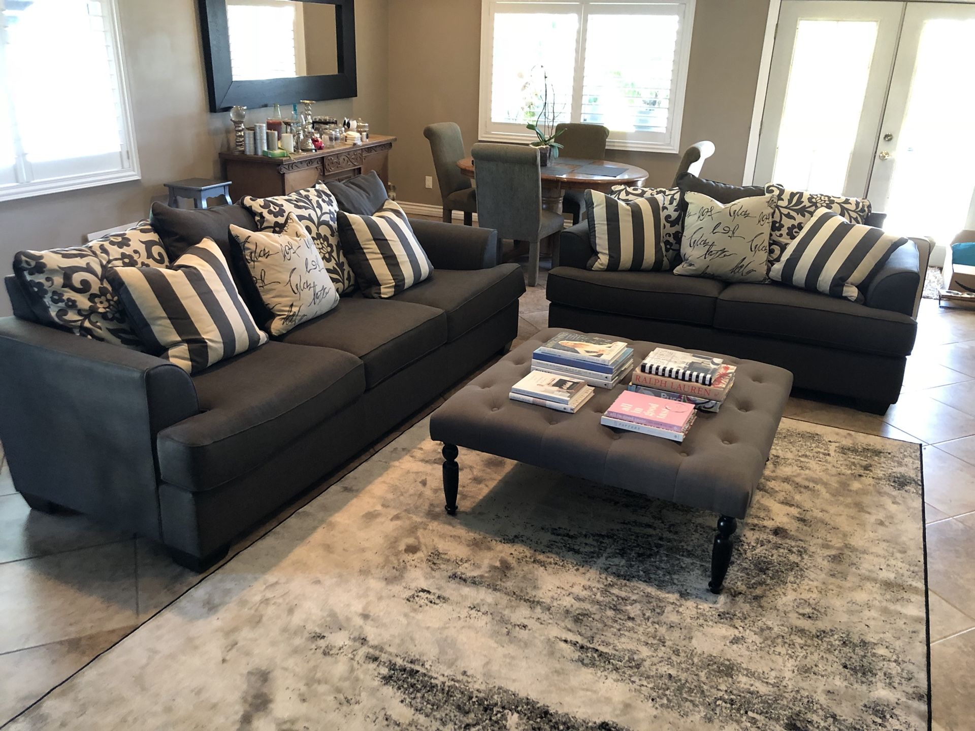 Charcoal Ashley Upholstered Sofa Couch and LoveSeat