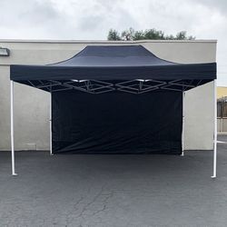 (New) $170 Heavy Duty EZ Pop-up Canopy 10 x 15 FT with (1 Sidewall, Carry Bag) White or Black 