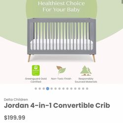 New Grey convertible crib/ Jordan 4-in-1 Convertible Crib