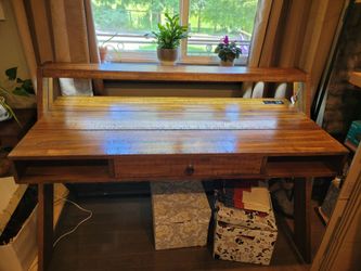 Distressed solid wood desk with LED light