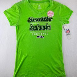 Seattle Seahawks Girls T-Shirt Burnout, Glitter Green M, L