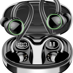 Wireless Earbuds, Bluetooth 5.3 Headphones Sport, Over Ear Buds With ENC Noise Cancelling Mic, 48H, Wireless Earphone With Earhooks, Stereo Deep Bass,