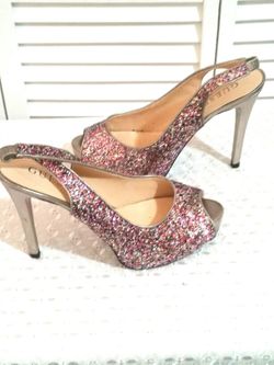 Guess glitter slingback heels BE SZ 7.5