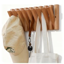 Coat & Hat Hooks Wall Mount with Key Holder, 