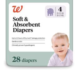 Brand New Walgreens Baby Diapers, Size 4, 28.0 ea