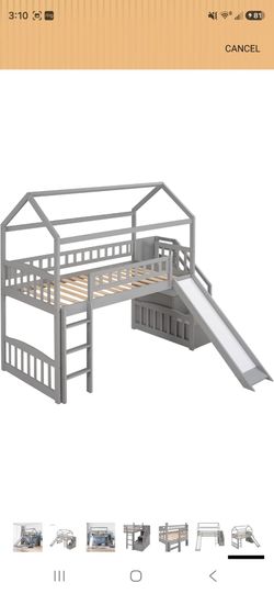 Twin Loft Bed with 2 drawers, slide and stairs