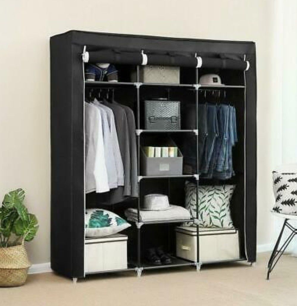 Portable Closet Wardrobe Clothes Ample Storage Space Organizer Armoire (69")