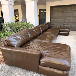 Spacious Restoration Hardware RH Leather Sectional Sofa Couch