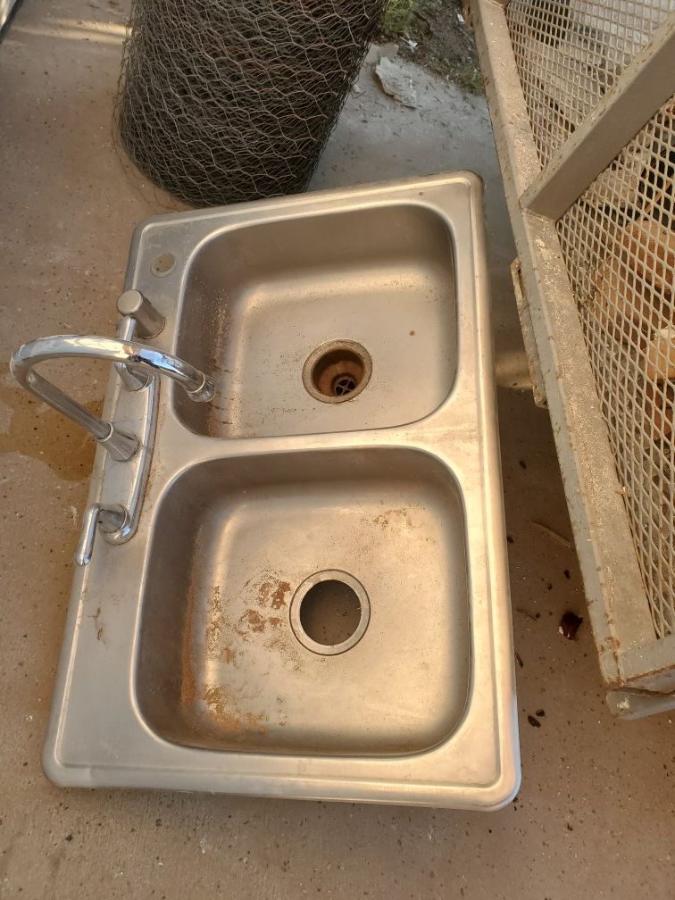 Used Drop-In Stainless Steel Double Bowl Kitchen Sink