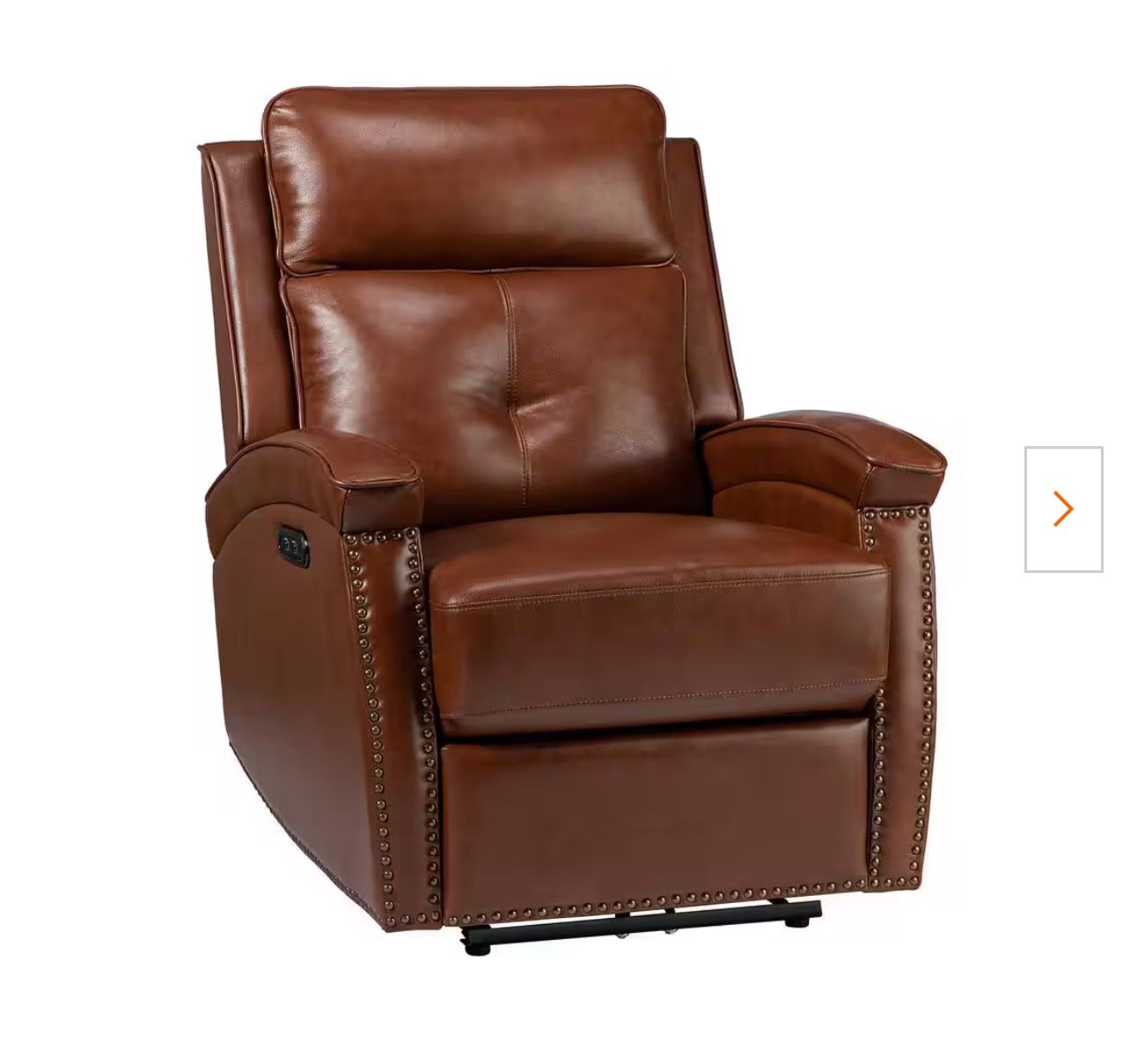 JAYDEN CREATION Hermann Camel Genuine Leather Power Recliner with Bronze Nailhead Trim RCCZ0763 CML