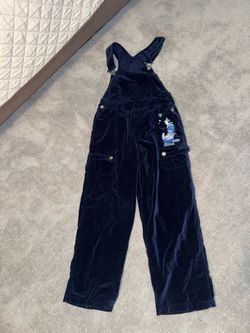 Navy blue suede Winnie the Pooh overalls