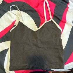 Gilly Hicks Brown Camisole with Cream Trim