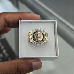 10kt Real Gold Lion Face Ring For Men 