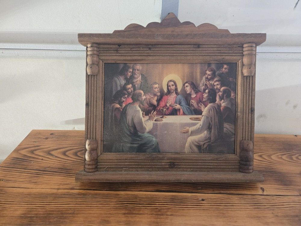 Last Supper Painting Wood Frame