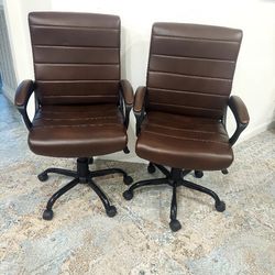 Office Brown Leather Chairs.