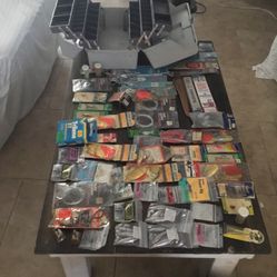 Fishing Tackle Box With Many Fishing Accessories 