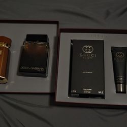 Colognes (Gucci Guilty EDP, D&G The One EDP, Liquid Brun, Versace Travel Sprays)