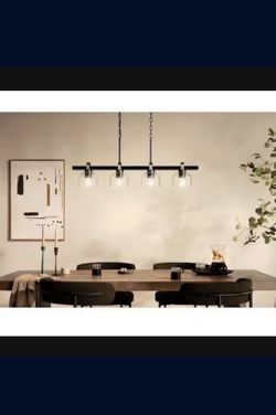 New In Box-Kaelix 4-Light Linear Chandelier with Clear Glass in Black