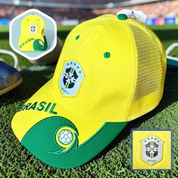 CBF Brazil National Soccer Team Fans Yellow Green Baseball Cap Hat Sz OS