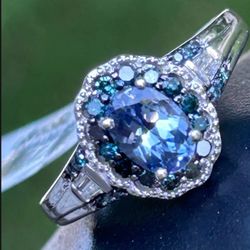 Wedding Tanzanite W/Blue & White Diamond 