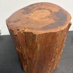 solid wood stump stool/accent table with inside hiding drawers