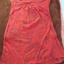 Gudrun Sjoden red/orange Dress Sleeveless Knee Length V Neck floral Print L