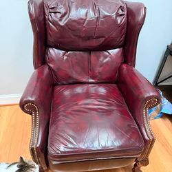 Genuine Leather Wingback Armchair