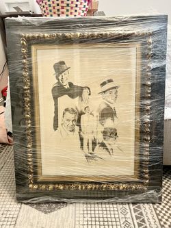Vintage Custom Framed Frank Sinatra Drawing