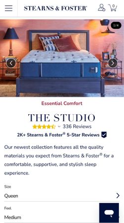 Stearns & Foster Studio Collection mattress and ease power base